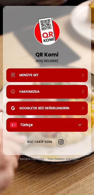 QR Komi — Karşılama Ekranı